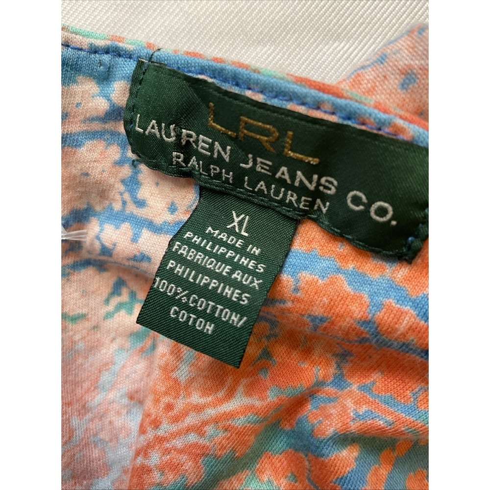 Ralph Lauren Jeans Cotton Dress XL Ruffle Drop Waist Boho Beachy Abstract pastel - Picture 8 of 8